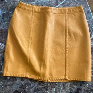 Mustard Yellow Leather Skirt